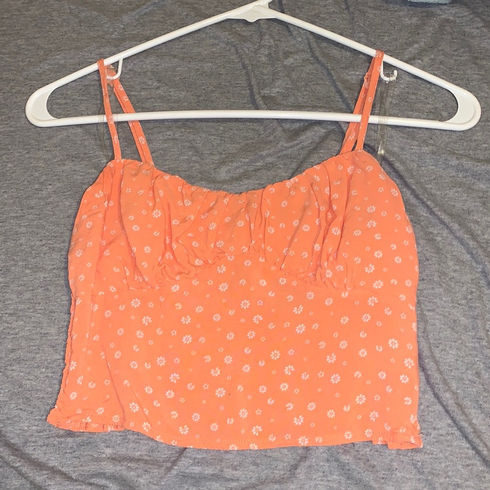 Orange and white floral crop top